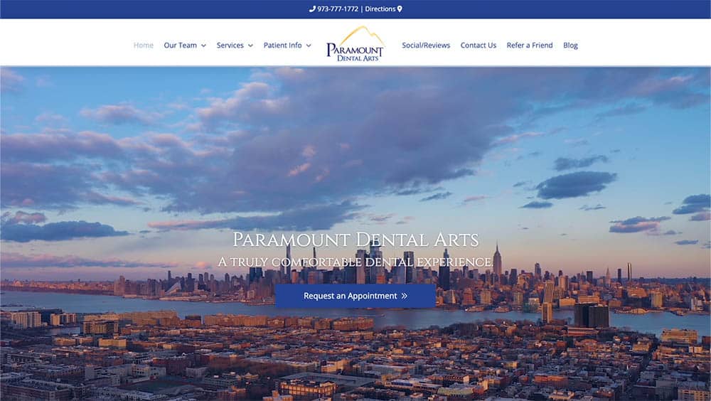 Paramount Dental Arts - Website design for a dentist in Clifton, NJ
