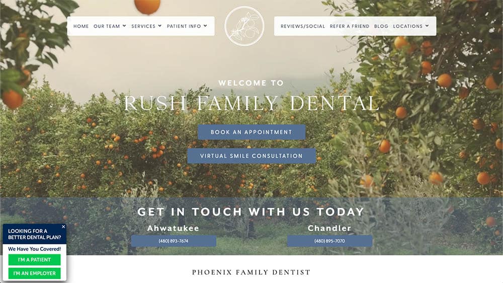 Rush Family Dental - Website design for a dentist in Phoenix, AZ