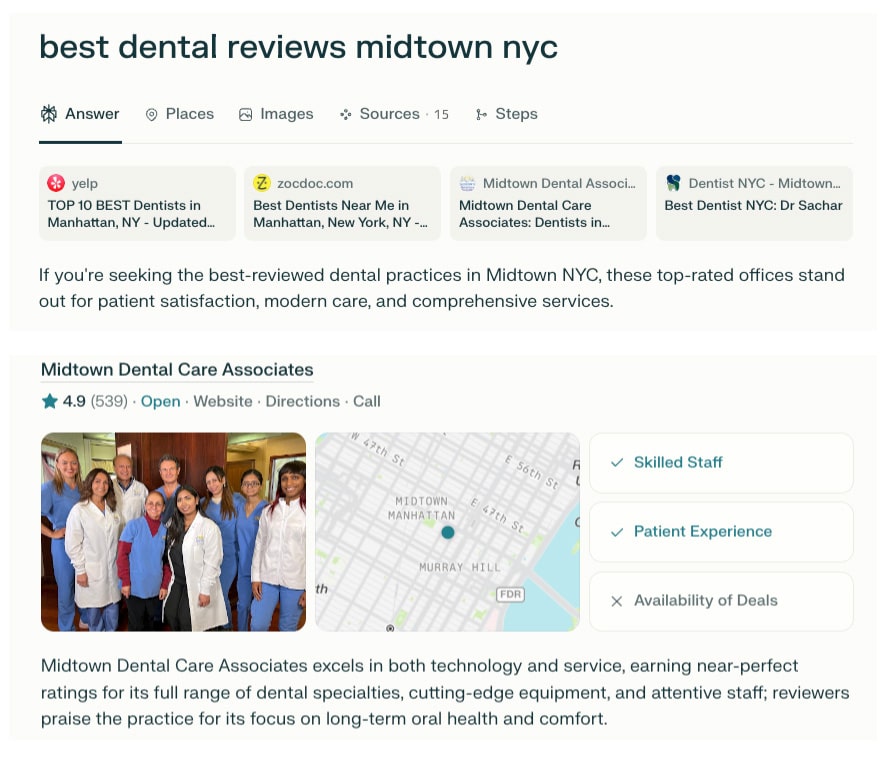 Example search with ai results