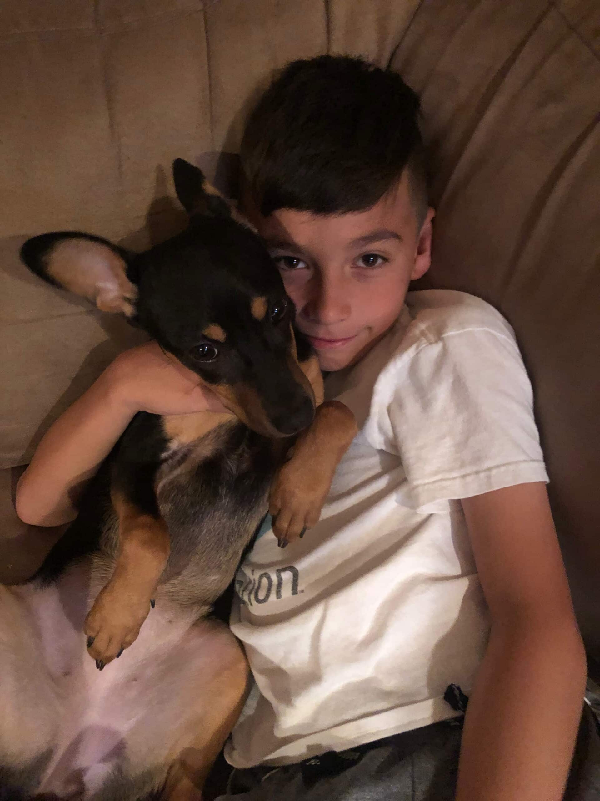 Son and dog